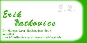 erik matkovics business card